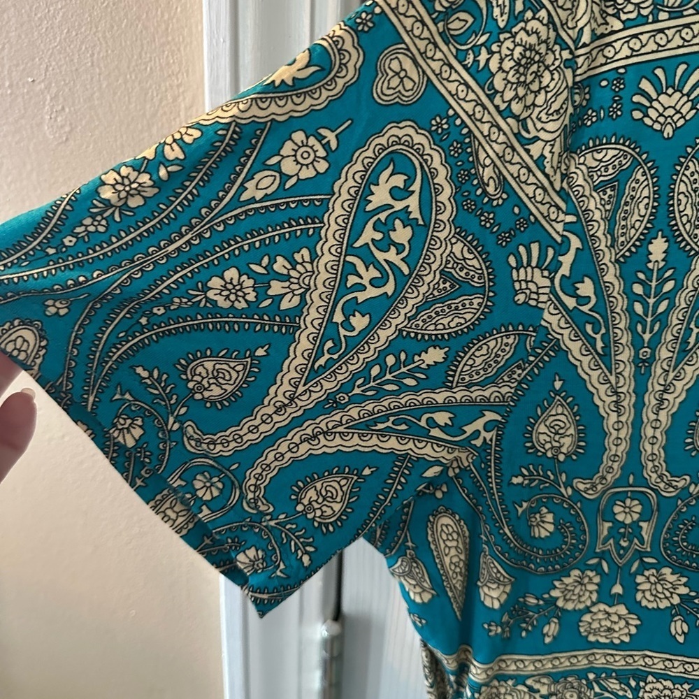 NWT Poseshe size 2x Teal and Tan Paisley Dress - Picture 2 of 6
